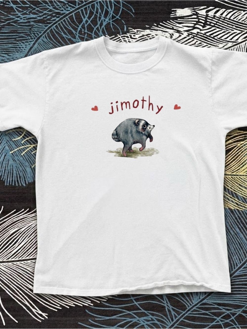 Gildan White 'jimothy' Graphic T-Shirt with Cute Creature